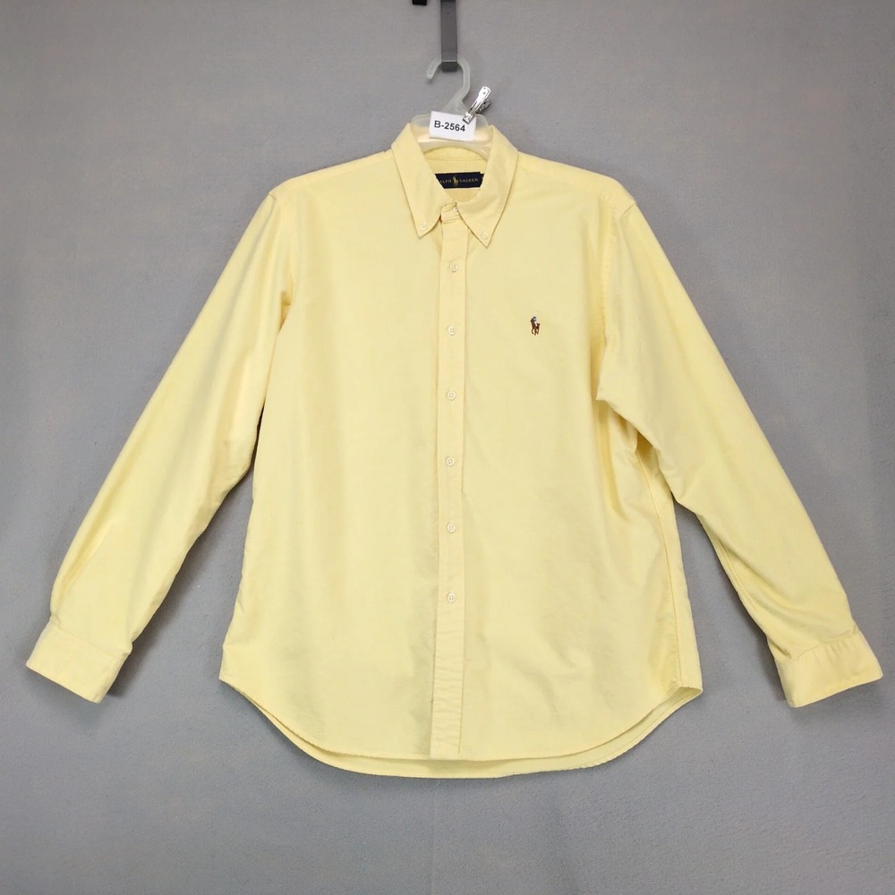 Ralph Lauren Yellow Oxford Button Down Shirt Mens XL Multicolor Pony Logo Preppy